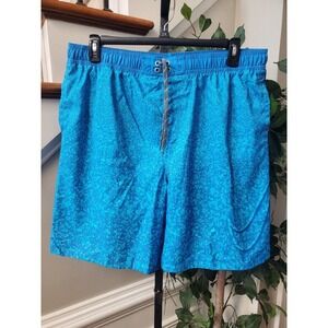 Nike Men's Blue 100% Polyester Pull On Swim Trunk Logo Print Shorts Size 2XL